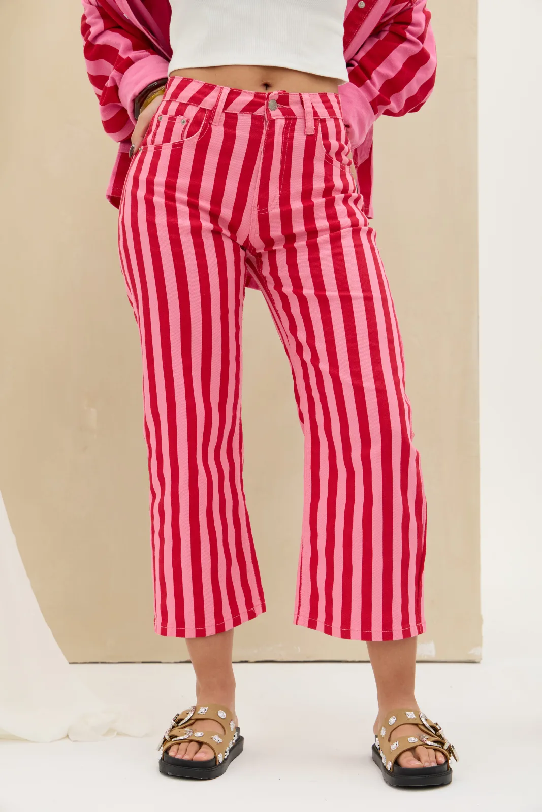 Denim Rayas Rojo