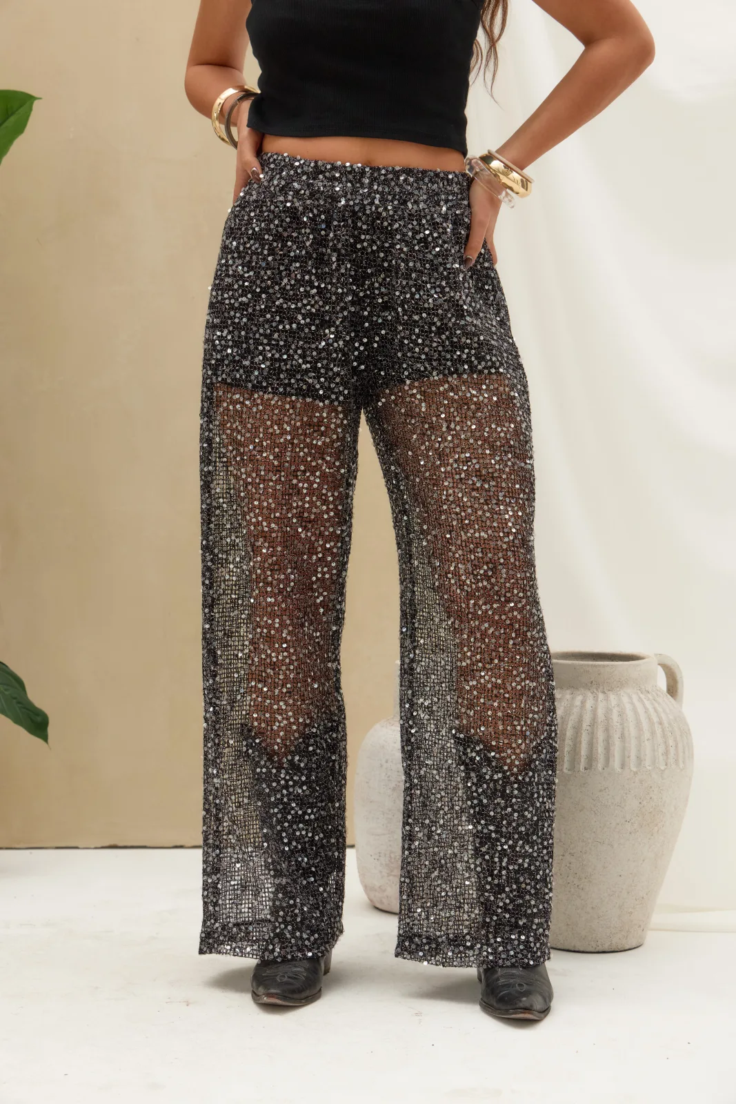 Pantalon Brillos Negro