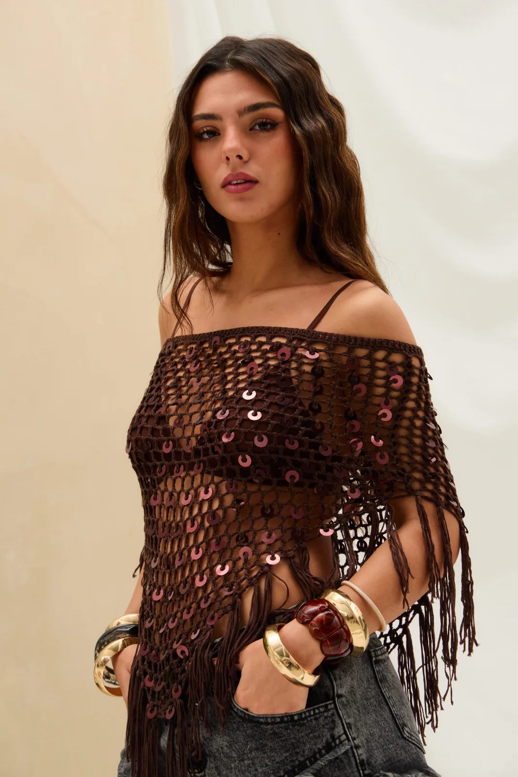 Top Pareo Crochet Corto Choco