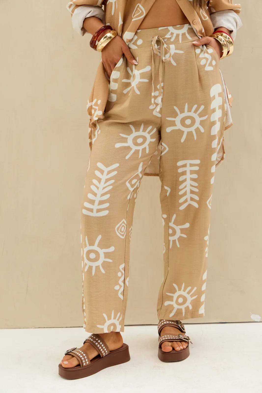 Pantalon Estampado Beige