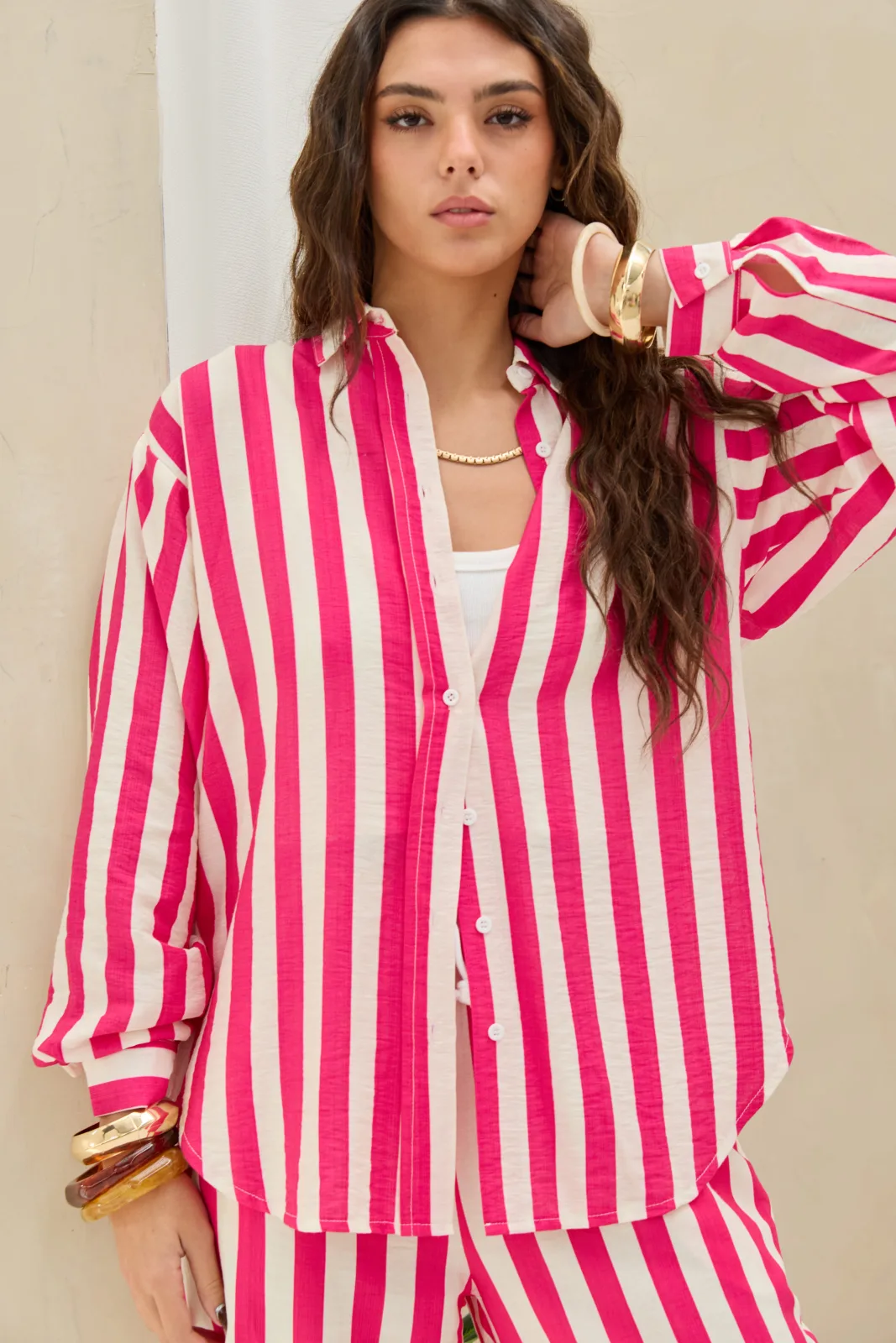 Camisa Rayas Fucsia