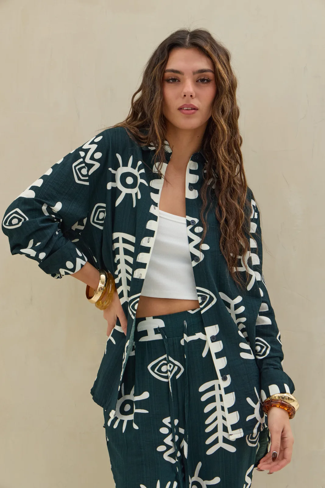Camisa Estampada Verde Ingles