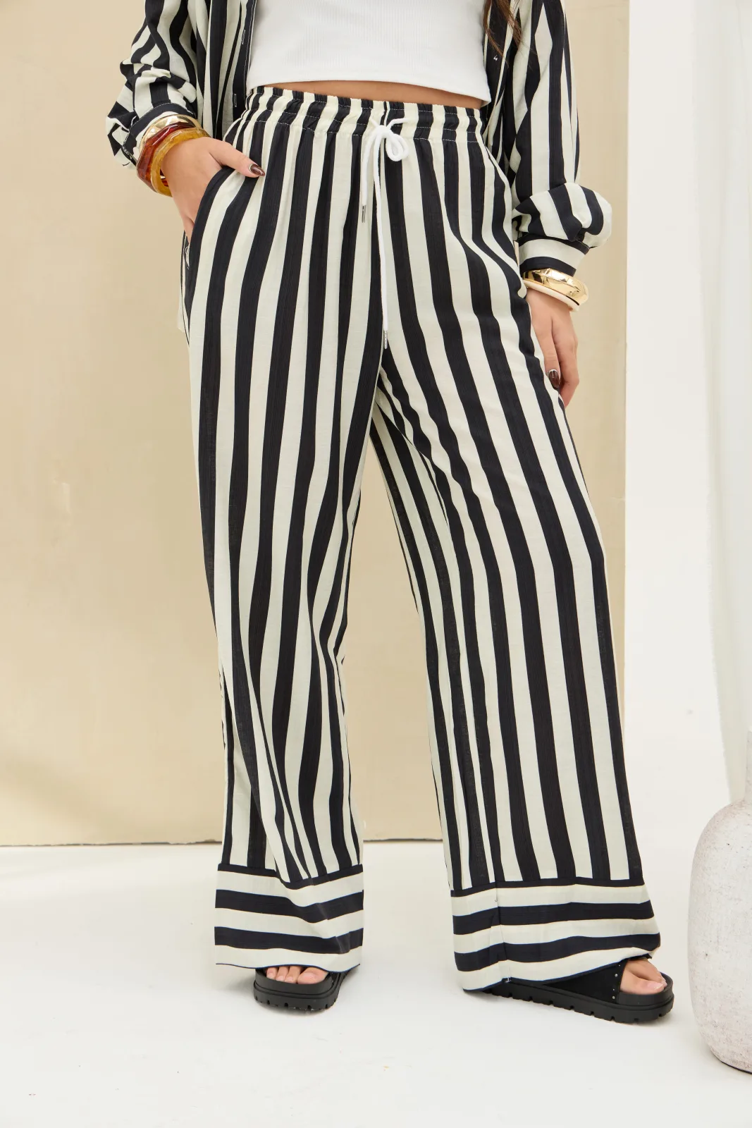 Pantalon Rayas Negro
