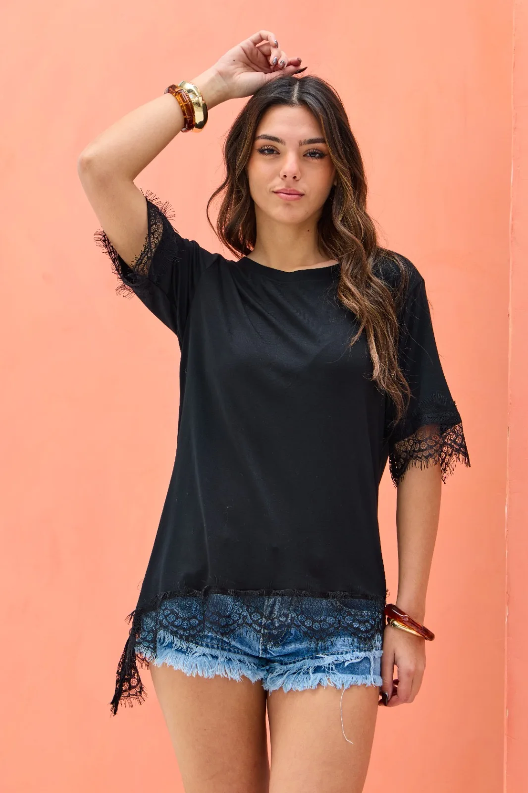 Remera Asimetrica Negro