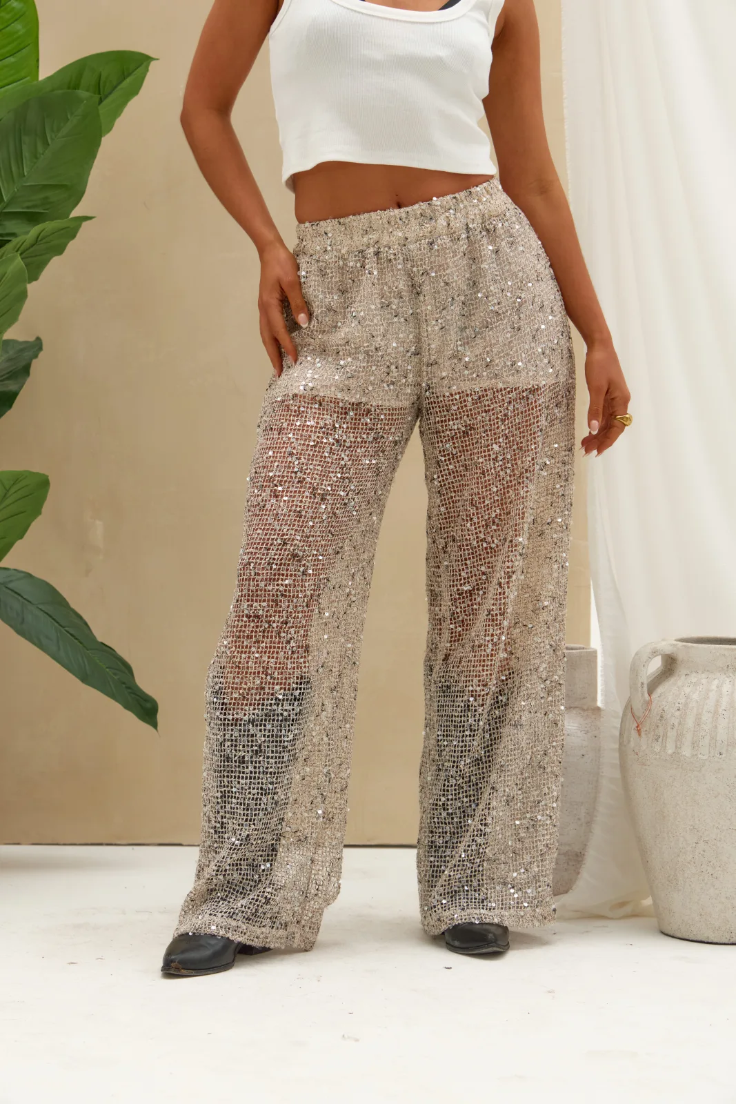 Pantalon Brillos Crudo