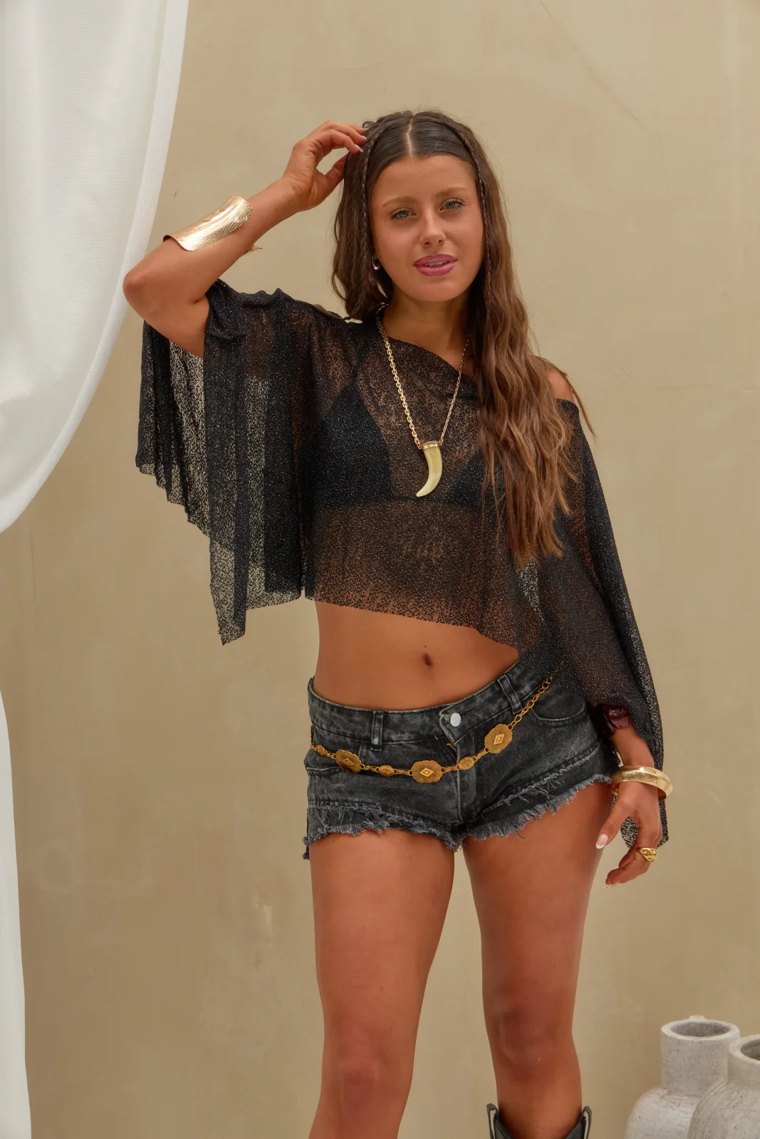 Poncho Lurex Negro