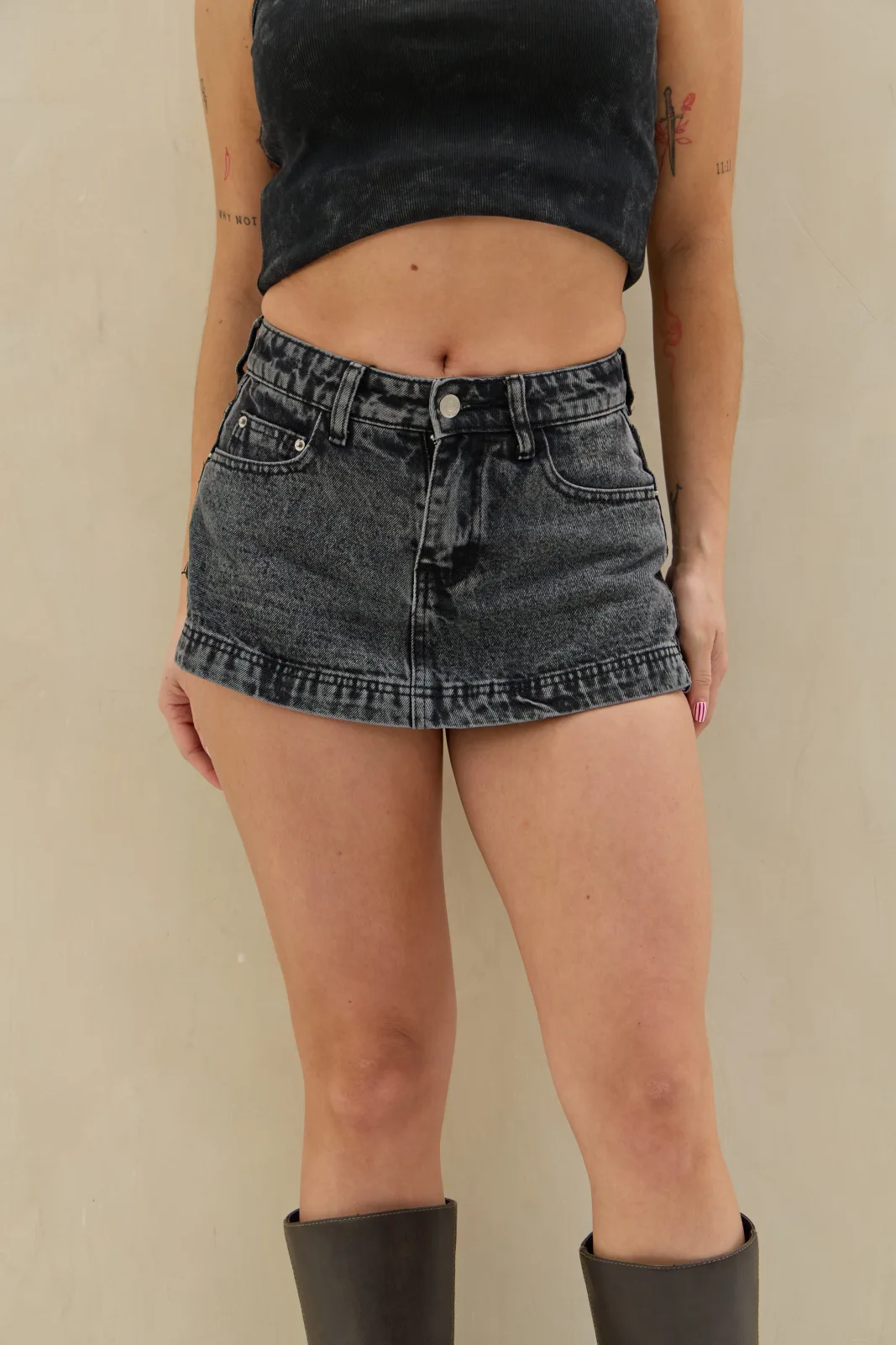 Short Pollera Denim Negro