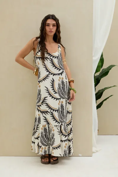 Vestido Estampado Negro