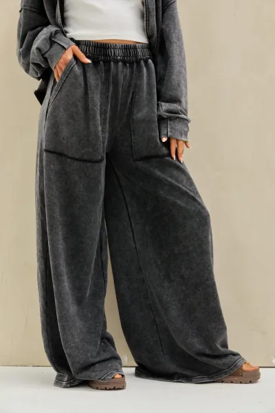 Pantalon Acid Wash Negra