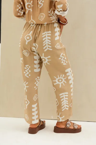Pantalon Estampado Beige