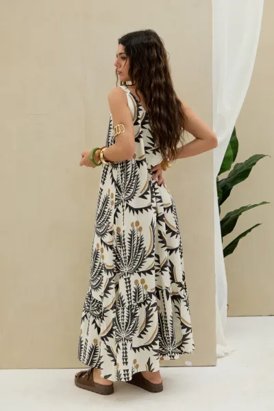 Vestido Estampado Negro