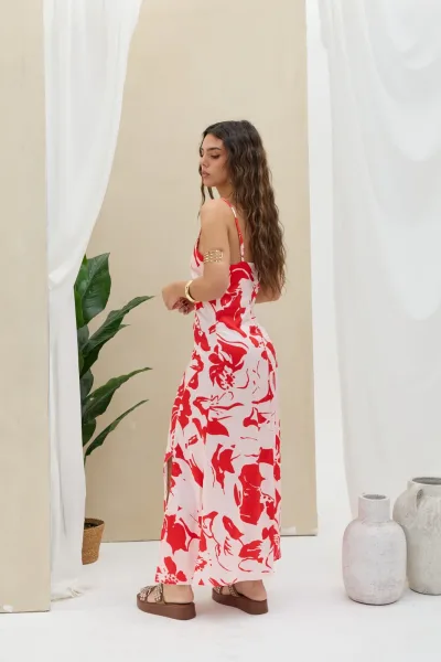 Vestido Combinado Rojo/Rosa