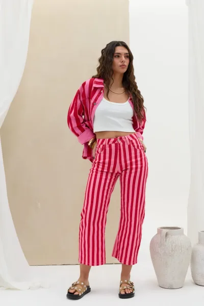 Denim Rayas Rojo
