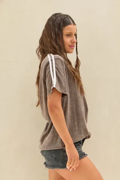Remera Acid Wash Rayas Marron