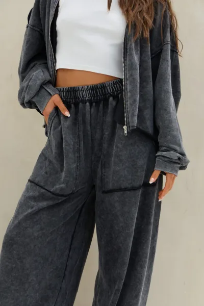 Pantalon Acid Wash Negra