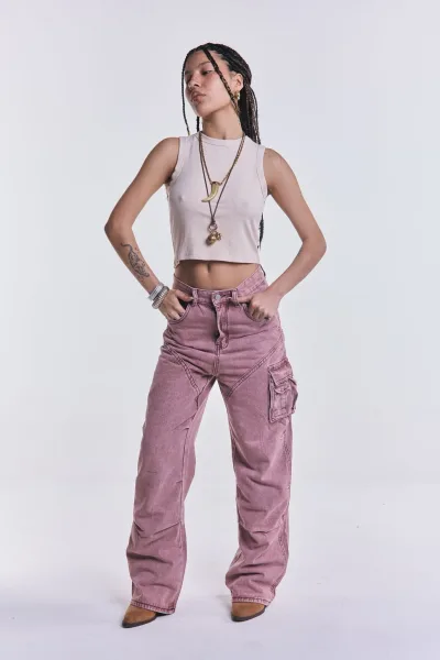 Denim Cargo Safari Rosa