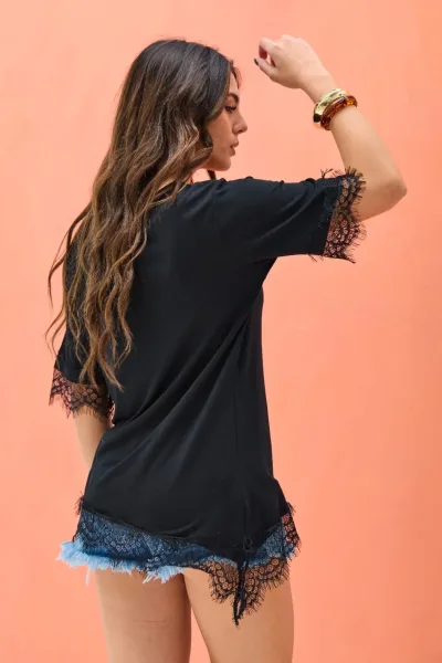 Remera Asimetrica Negro
