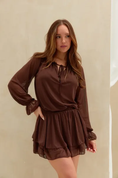 Vestido Manga Choco