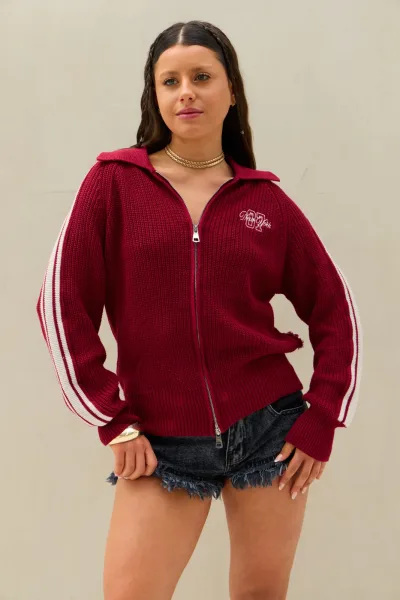 Sweater Doble Cierre Bordeaux