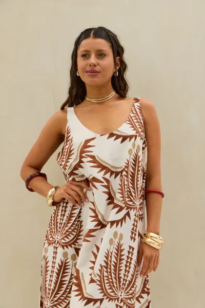 Vestido Estampado Marron