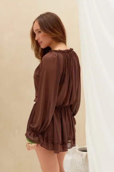 Vestido Manga Choco