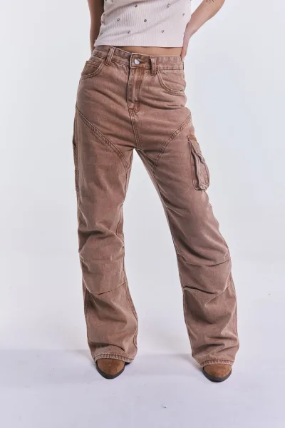 Denim Cargo Safari Camel