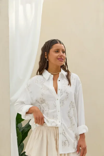Camisa Bordada con brillos Blanco
