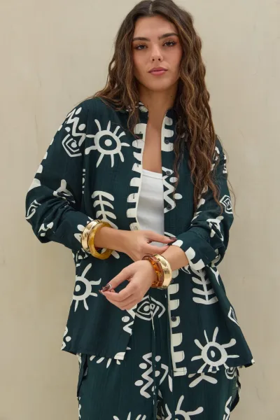 Camisa Estampada Verde Ingles