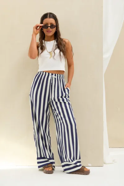 Pantalon Rayas Azul