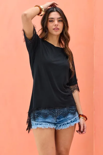 Remera Asimetrica Negro