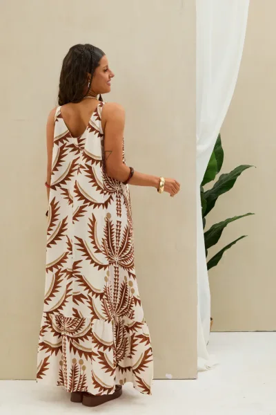 Vestido Estampado Marron