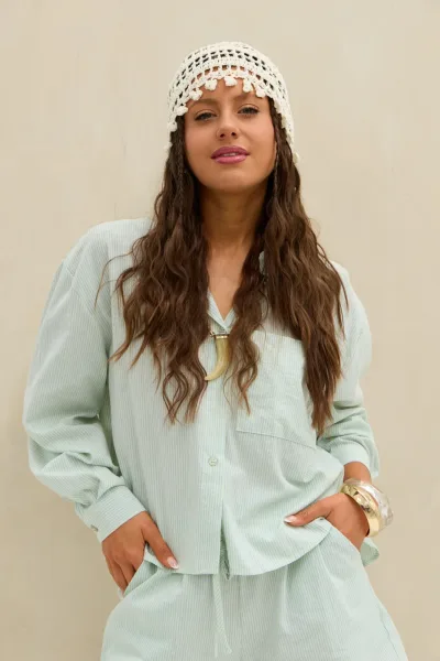 Camisa Rayada Celeste