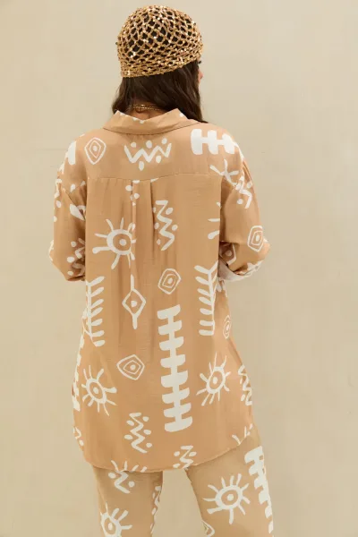 Camisa Estampada Beige