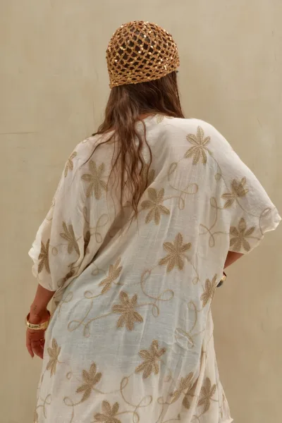 Kimono Bordado Crudo