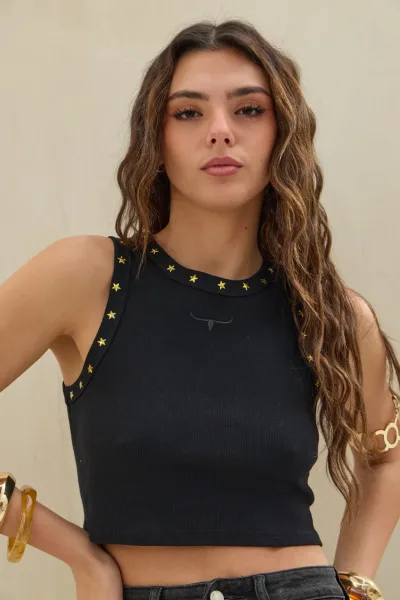 Musculosa Estrella Negro