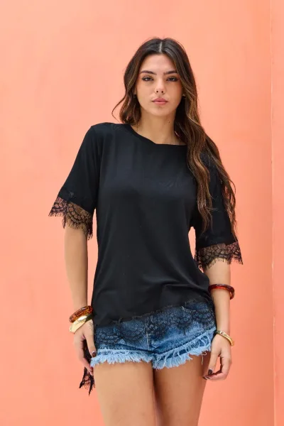 Remera Asimetrica Negro