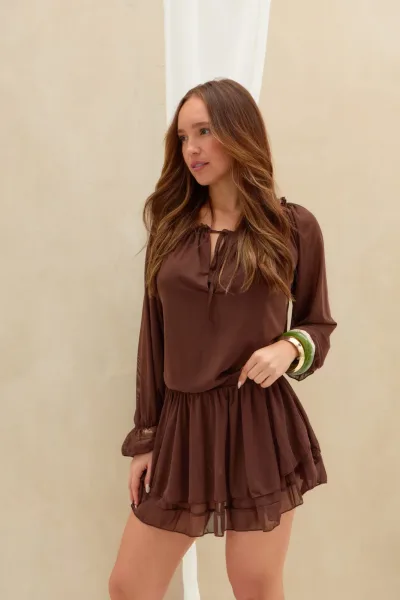 Vestido Manga Choco