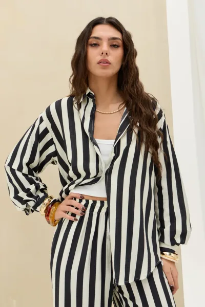 Camisa Rayas Negro
