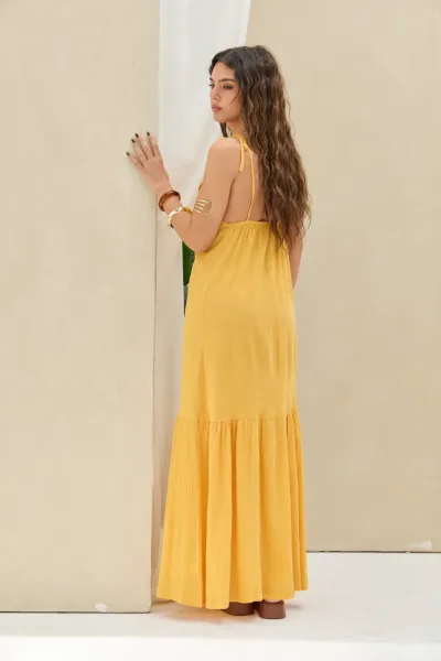 Vestido Lino Mostaza