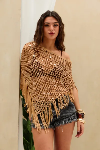 Top Pareo Crochet Corto Beige