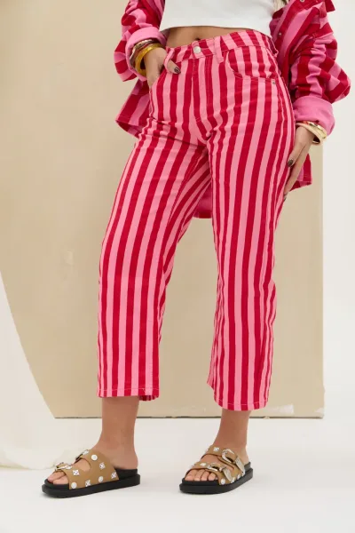 Denim Rayas Rojo