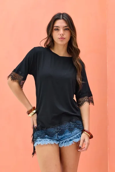 Remera Asimetrica Negro