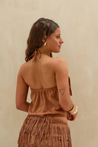 Top Halter Flecos Marron