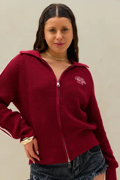 Sweater Doble Cierre Bordeaux