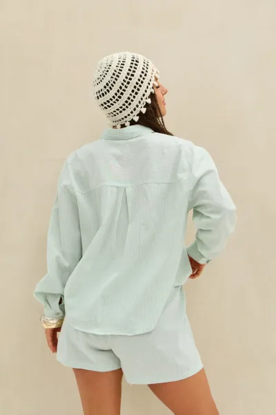 Camisa Rayada Celeste