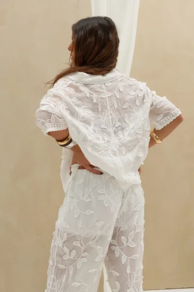 Pantalon Bordado Blanco