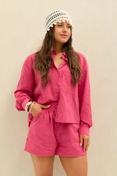 Camisa Rayada Fucsia