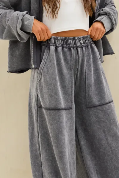 Pantalon Acid Wash Gris