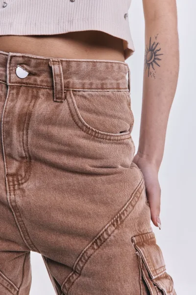 Denim Cargo Safari Camel