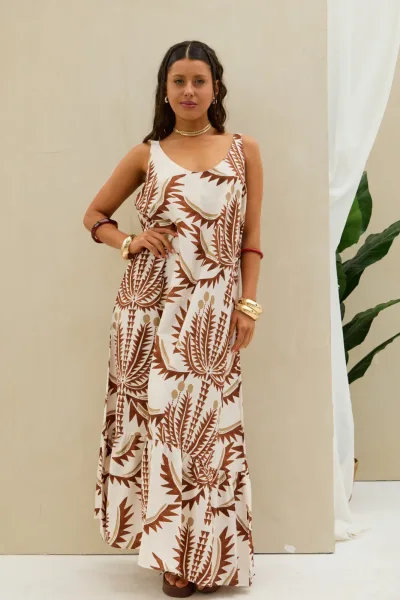 Vestido Estampado Marron